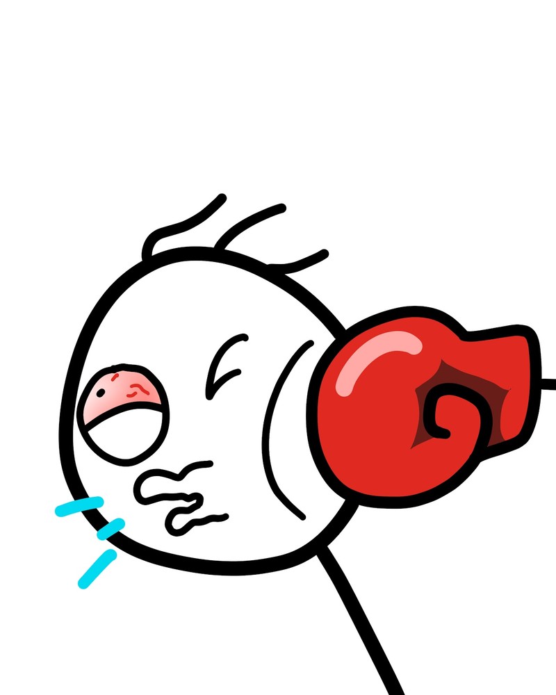 The Painful Explainer — a stickman taking a boxing glove to the face